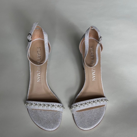 Stuart Weitzman Wedding Rare Nearlynude Demipearl Sandal 80mm 3.2in SZ 8 - Picture 2 of 9